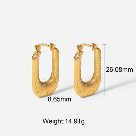 Cercei eleganti din inox auriu in forma de U [5]