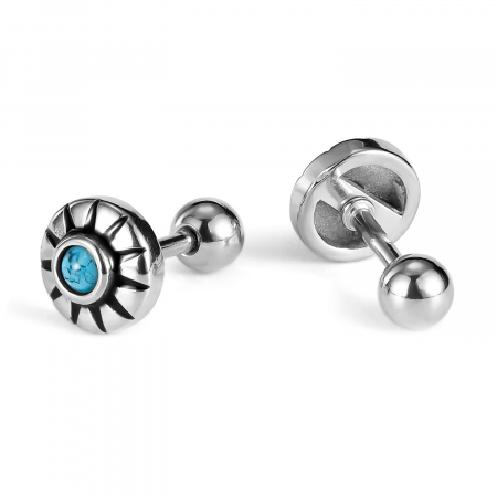 Cercei inox argintii cu turcoaz