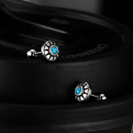 Cercei inox argintii cu turcoaz [4]