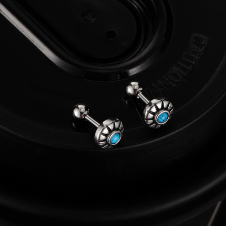 Cercei inox argintii cu turcoaz [2]