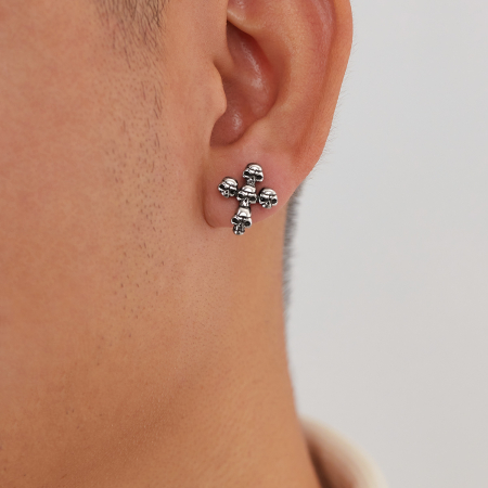 Cercei inox cruce de cranii [10]