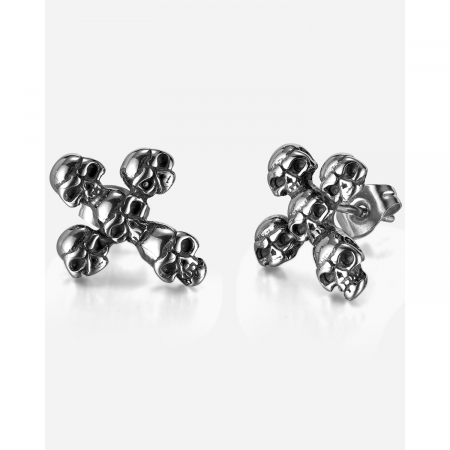Cercei inox cruce de cranii [7]