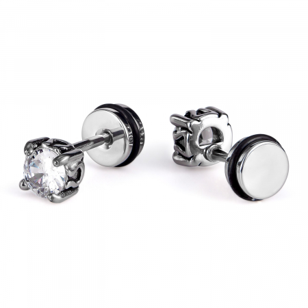 Cercei inox cu zirconii albe