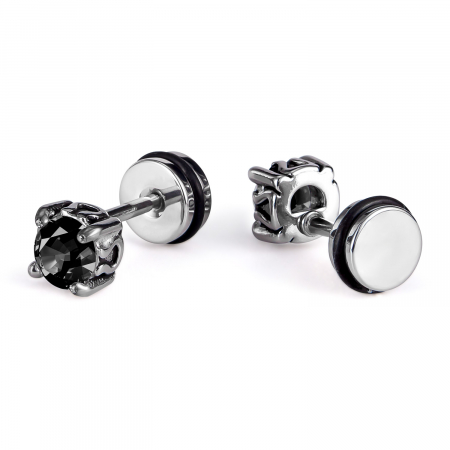 Cercei inox cu zirconii negre