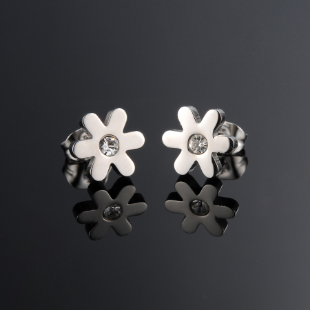 Cercei inox floare cu zirconiu [1]