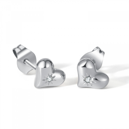 Cercei inox inimioare cu zirconii [8]