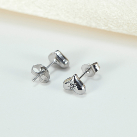 Cercei inox inimioare cu zirconii [2]