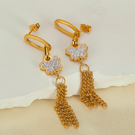 Cercei inox lungi cu fluturasi si  ciucurasi [1]