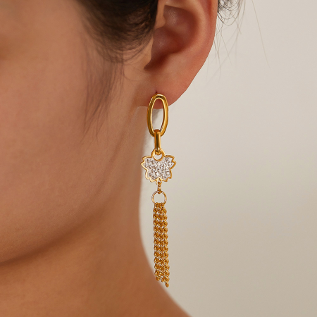 Cercei inox lungi cu fluturasi si  ciucurasi [14]