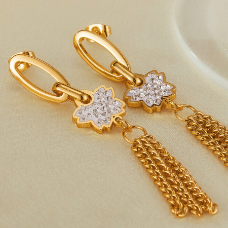 Cercei inox lungi cu fluturasi si  ciucurasi [2]