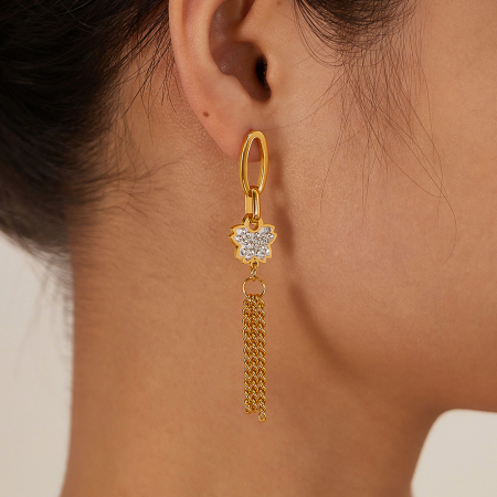 Cercei inox lungi cu fluturasi si  ciucurasi [3]