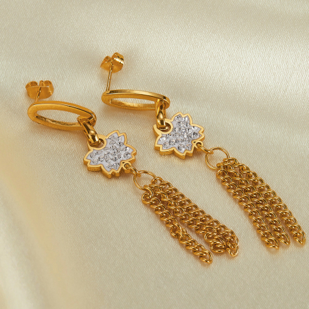 Cercei inox lungi cu fluturasi si  ciucurasi [6]