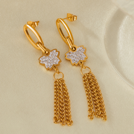 Cercei inox lungi cu fluturasi si  ciucurasi [8]