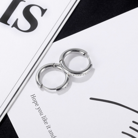 Cercei inox rotunzi cu zirconii [8]