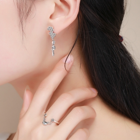 Cercei lungi din argint 925 cu fagure si ursuleti - Be Nature EST0016 [6]