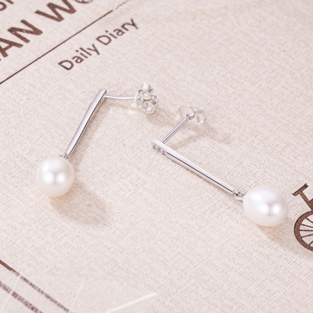 Cercei lungi din argint 925 cu perle fine si zirconii albe - Be Elegant EST0010 [4]