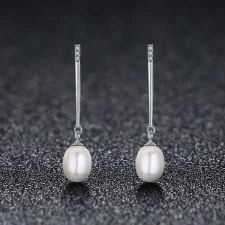 Cercei lungi din argint 925 cu perle fine si zirconii albe - Be Elegant EST0010 [1]