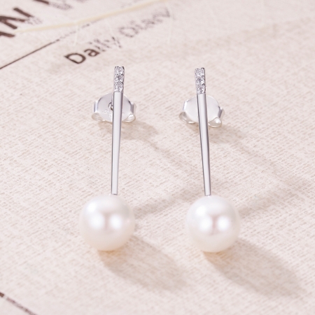 Cercei lungi din argint 925 cu perle fine si zirconii albe - Be Elegant EST0010 [3]