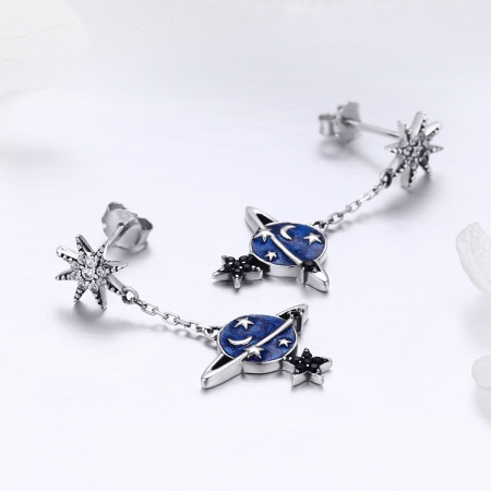 Cercei lungi din argint 925 planete, stelute, semiluni si zirconii - Be Nature EST0019 [3]