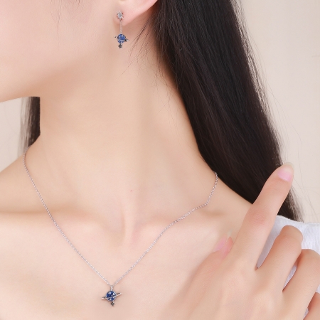 Cercei lungi din argint 925 planete, stelute, semiluni si zirconii - Be Nature EST0019 [7]