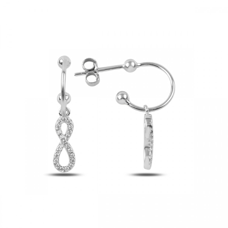 Cercei lungi din argint cu simbolul infinit si zirconii albe placat cu rodiu - ETU0149 [0]