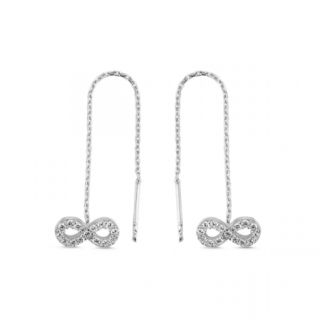 Cercei lungi din argint placat cu rodiu, cu simbolul infinit si zirconii albe  - ETU0104 [0]