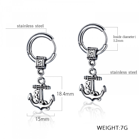 Cercei lungi din inox cu Ancore [2]