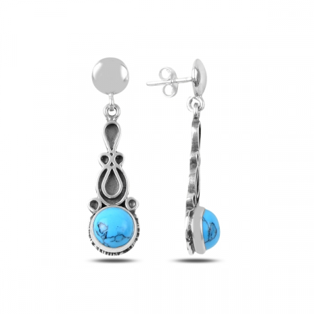 Cercei lungi handmade din argint cu turcoaz - ETU0171 [0]