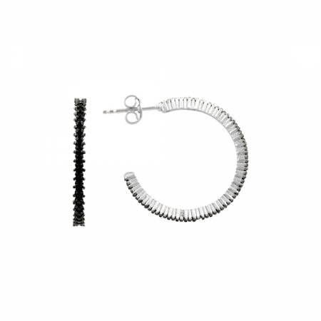 Cercei rotunzi argint 925 cu zirconii negre - Be Elegant ETU0061 [0]