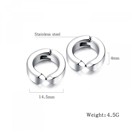 Cercei rotunzi clips din inox negru [3]