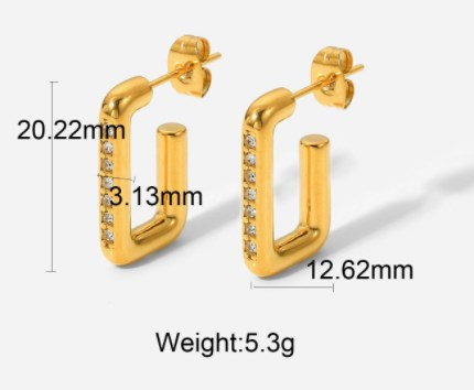Cercei eleganti din inox auriu cu zirconii [6]