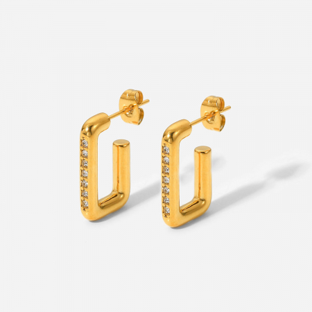 Cercei eleganti din inox auriu cu zirconii [9]