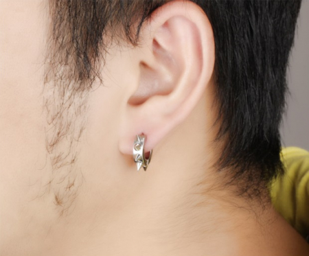 Cercei rotunzi Punk din inox negru [1]