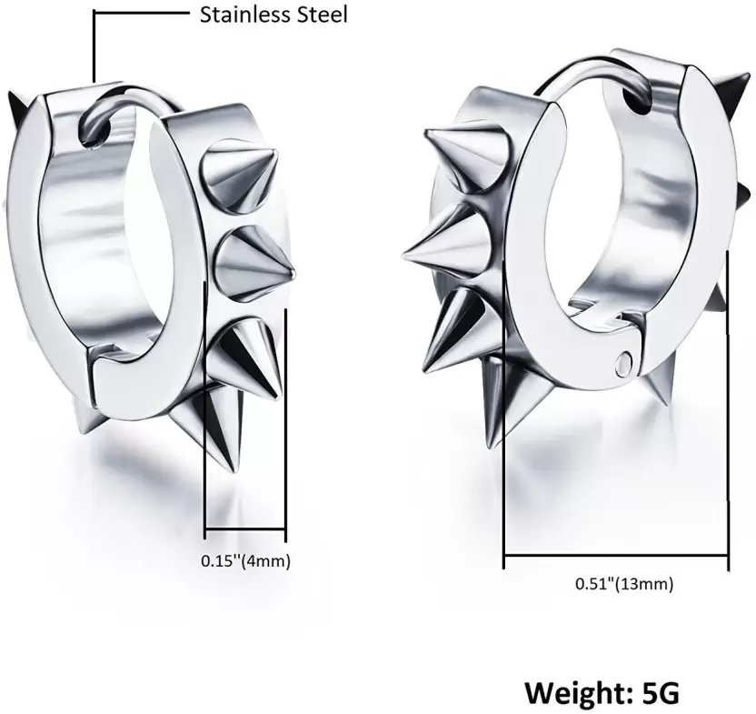 Cercei rotunzi Punk din inox negru [3]