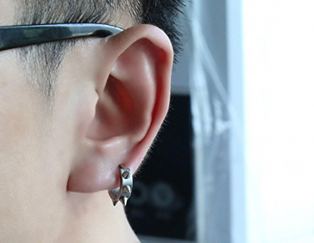 Cercei rotunzi Punk din inox negru [4]