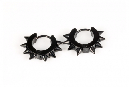 Cercei rotunzi Punk din inox negru [2]