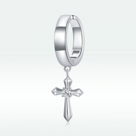 Cercel argint ear cuff cu cruciulita, pe ureche [8]