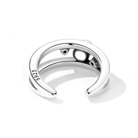 Cercel argint ear cuff pisicuta cu perla si zirconii, peste ureche [3]