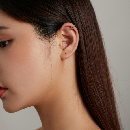 Cercel argint ear cuff Love Crown, pe ureche [5]