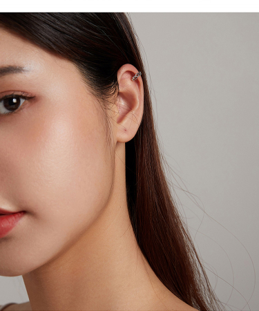 Cercel argint ear cuff Love Crown, pe ureche [9]