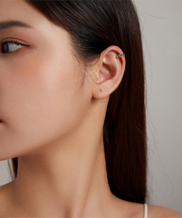 Cercel argint ear cuff Love Crown, pe ureche [7]