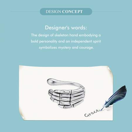 Cercel argint mana schelet [10]