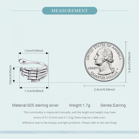 Cercel argint mana schelet [9]
