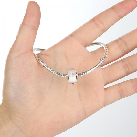 Charm argint 925 alb cu floricele roz - Be Nature PST0074 [2]