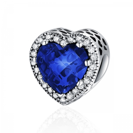 Charm argint 925 cristal albastru cu inimioare si zirconii albe - Be in Love PST0101 [0]