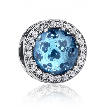 Charm argint 925 cristal bleu cu inimioare si zirconii albe - Be in Love PST0033 [0]