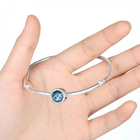 Charm argint 925 cristal bleu cu inimioare si zirconii albe - Be in Love PST0033 [2]