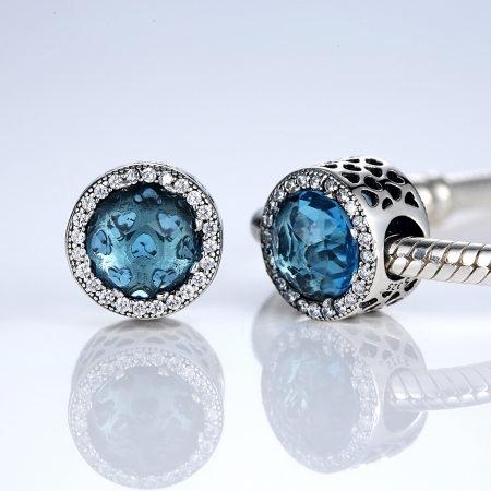 Charm argint 925 cristal bleu cu inimioare si zirconii albe - Be in Love PST0033 [1]