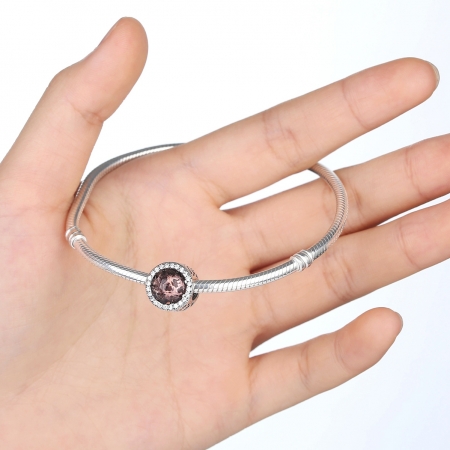 Charm argint 925 cristal maro cu inimioare si zirconii albe - Be in Love PST0025 [2]