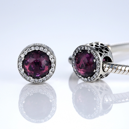 Charm argint 925 cristal mov cu inimioare si zirconii albe - Be in Love PST0024 [1]